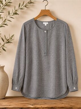 J.Jill Black & White Micro Check Tunic Blouse | Size Small | Like New!